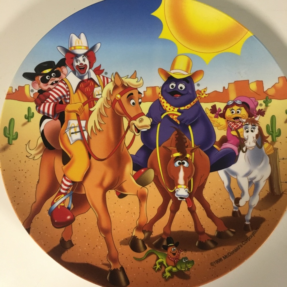 Vintage McDonald's Plastic Dinner Plate Western Desert Horses Collector 1998